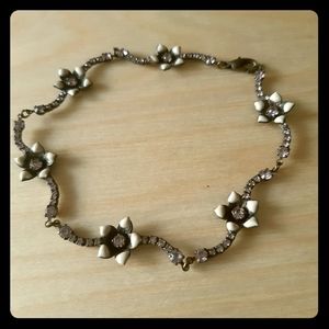 Vintage lilac flower and crystal bracelet